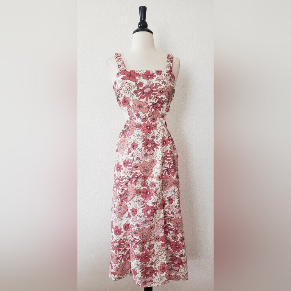 Floral Pink Sleeveless Women's Maxi Dress